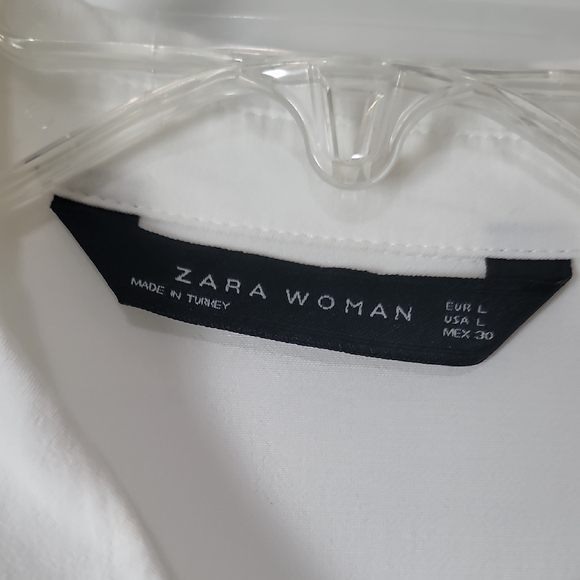 Zara White Boxy Puff Sleeve Polo Top - Picture 4 of 11
